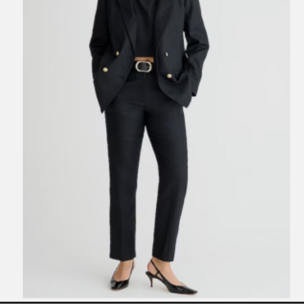 J. Crew Black Kate linen blend flat front casual pants size 12 career